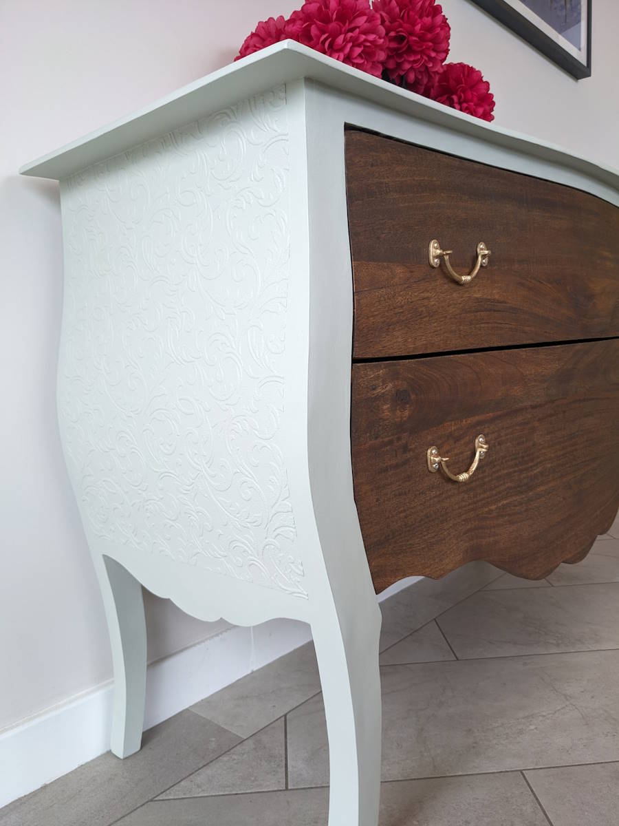 French style chest of drawers with walnut drawers