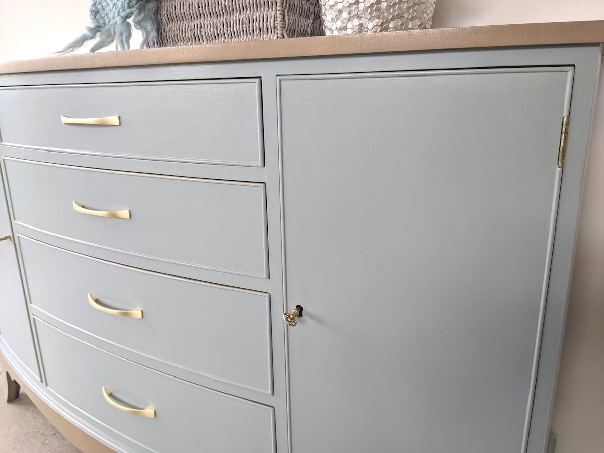 Vintage sideboard upcycled to modern coastal chic for sale
